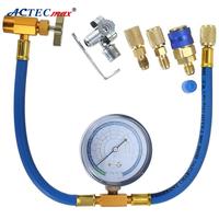 Kit de recharge de climatisation automobile AC.135.1319 avec adaptateur de valve de canette R134a 1/2" ACME RH femelle et coupleur basse pression