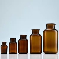 60ml 120ml 250ml 500ml Pot médical en verre transparent ambré Pot de réactif en verre avec liège en bois