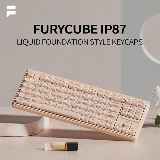 Korean Keycap Wired Keyboard with Mechanical Feel Liquid Foundation Style Design Nude Pink and Translucent Green for Office Use