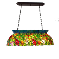 Lámpara Colgante LED Rectangular de 42 Pulgadas con Diseño de Uvas, Hecha a Mano, para Comedor, Bar, Hotel, Lámpara de Araña de Vidrio Tintado, Iluminación Central