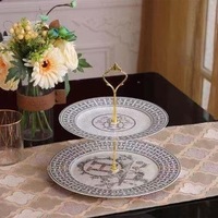 Assiette à dessert en céramique double couche de luxe européenne en forme de H, motif tigre de Noël, emballage cadeau