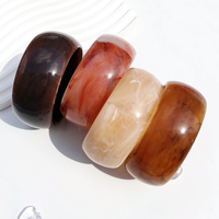UJBOX Bracelet jonc en acrylique surdimensionné pour femme, multicolore, grande taille, en résine, large, bijoux fantaisie