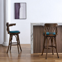 Tabouret de bar en bois de style britannique de luxe, mobilier moderne pour café et bar à domicile, chaises de bar hautes, tabourets de bar classiques en gros
