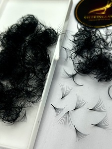 Extensions de cils préfabriquées en cachemire mat foncé, courbure M, 10D, 14mm, bouquets de cils pré-faits en gros, en grande boîte, épais et volumineux - Product Image 2