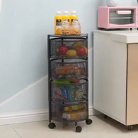 Vente Flash 360 °   Chariot de cuisine rotatif, étagère de rangement multi-niveaux avec roulettes pour fruits et légumes, chariot mobile organisateur d'étagères