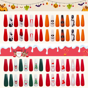 <span class=keywords><strong>Faux</strong></span> <span class=keywords><strong>ongles</strong></span> à presser de luxe <span class=keywords><strong>2021</strong></span>, design cercueil, marque privée, thèmes Halloween, Festival d'horreur, Noël, Bonhomme de neige, Vieil homme - Product Image 1