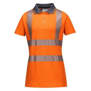 PORTWEST - LW72OGYXXL Women's Pro high visibility <b>orange</b>/grey polo shirt - EAN 5036108285600 <b>HI</b>-<b>VIS</b> WORKWEAR - Product Image 1