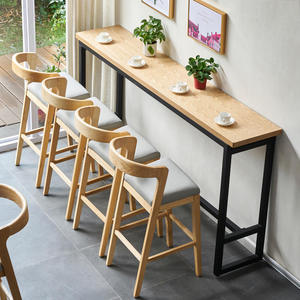 Boba Tea Bar Modern Luxury PU Leather Seat Ash <b>Wood</b> High Counter <b>Stool</b> with Backrest for Home & Dining - Product Image 4