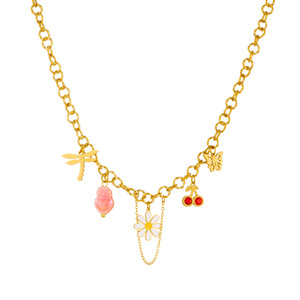 Fashion Pendant Necklace Zinc Alloy Daisy Cherry Design Party Jewelry Gold Chain Charm Necklace N3750 - Product Image 5