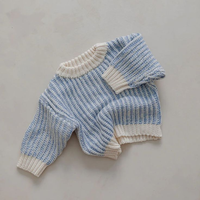 Ensemble tricoté en coton personnalisé pour nouveau-nés unisexe simple pour bébé gros pull en tricot barboteuse à bulles décontracté hiver Onesie tricots