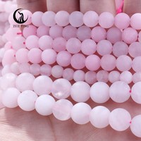 Perles de quartz rose mat Zhe Ying 6 mm 8 mm 10 mm, pierres naturelles, perles de quartz rose givré pour la fabrication de bracelets