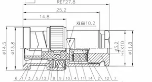 RG174 संचार केबल के लिए BNC-J1.5 माउंटिंग कनेक्टर BNC कनेक्टर पुरुष