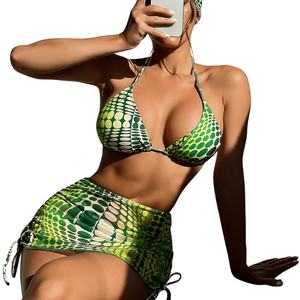 Ensemble bikini push-up 2 pièces imprimé vintage personnalisé, maillot de bain sexy, tenue de plage, robe cache-maillot avec logo frontal - Product Image 3