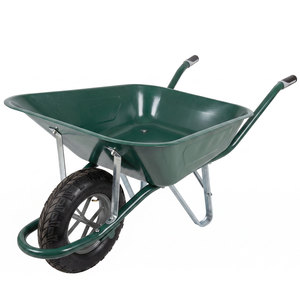 WB6400M 130kg Heavy Duty Construction Wheelbarrow 4.00-8 Pneumatic Rubber <b>Wheel</b> Powder Coated 0.9mm Steel Metal Tray - Product Image 1