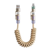 Kabel Data Mobil 4 in 1 Source Factory 240W, Kabel Pengisian Daya Super Cepat Multifungsi untuk Penggunaan di Mobil untuk iPhone