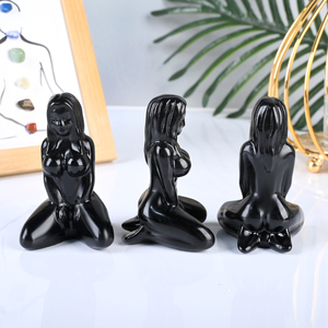 Venta al por mayor de cristal natural madre tierra tallada obsidiana negra Gaia diosa escultura para decoración - Product Image 4