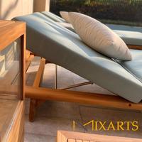 Chaise longue d'extérieur en teck écologique et imperméable avec coussins à séchage rapide, design moderne pour hôtels, complexes hôteliers et jardins, chaise longue individuelle