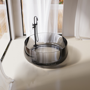 Bañera transparente Hanga Freestangding, bañera redonda de piedra de resina transparente, bañeras de lujo coloridas a la venta - Product Image 2