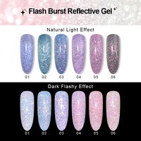 R S Nail Logo personnalisé 7,5 ml 6 couleurs Gel à ongles réfléchissant rose Ensemble de vernis à ongles en gel UV LED semi-permanent français Art des ongles