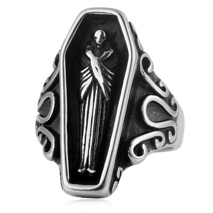 yunnique Geometric <b>Skull</b> <b>Ring</b> Steel Color Men's Fashion Jewelry Gift - Product Image 4