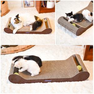 Haustier Spiel matte Katzen Spielzeug Klingeln Glocke Kurve Kratzen Lounge Wellpappe Pappe Katze Kratzer Sofa Katzen bett - Product Image 4