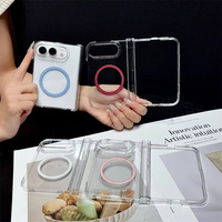 Coque de téléphone magnétique transparente à paillettes pour iPhone Duo 18 Fold, protection de charnière transparente, antichoc, coque arrière rigide