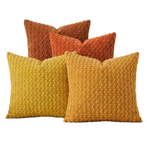 Coussin décoratif uni en peluche texturée pour best-seller ; Housse de coussin de chevet pour chambre à coucher ; Coussin de dossier pour salon - Product Image 2