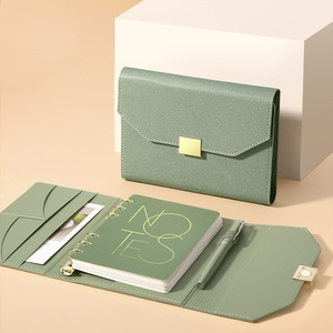 Venta al por mayor de regalos de negocios personalizados Set pluma 6 anillos cuadernos A5 Pu cuero planificador carpeta diario con logotipo - Product Image 2