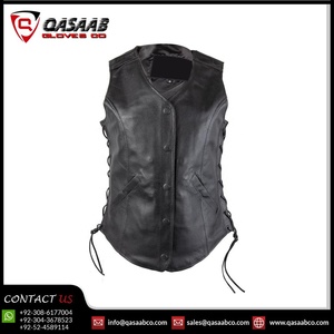 Gilet de moto conçu sur mesure respirant en cuir de mouton de vente chaude avec des gilets en cuir de moto de qualité supérieure boutonnés - Product Image 3