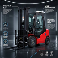 Forklift Listrik 3 Ton Berkualitas Tinggi Bersertifikasi CE dengan Kabin untuk Pekerjaan Transportasi Kargo di Lokasi Konstruksi dan Pertanian