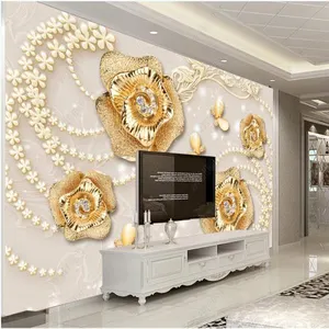 custom Wallpaper 3D Flower Embossed Background Wall Decorative Painting-hd400x280
