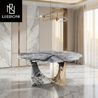 Vente en gros de tables à manger en acier inoxydable avec plateau en marbre naturel, modernes et minimalistes