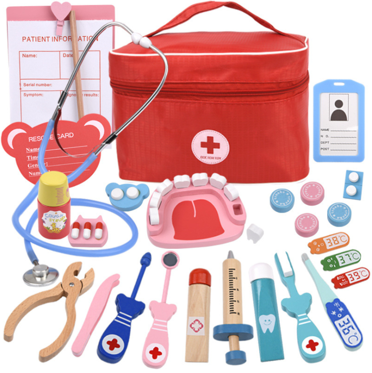 kids Nurse Injection Tool Wooden Simulation Medicine Pretend Doctor Toy Doctor Kit For Kids