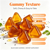Gummies à l'huile de nigelle saveur naturelle végétaliennes sans OGM soutien immunitaire complément alimentaire 60 unités gummies triangulaires