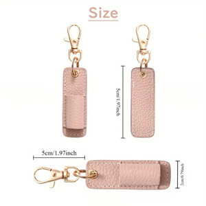 In stock: Lychee-patterned <b>leather</b> pen holder/<b>keychain</b>, nurse's pen clip/glasses clip, portable pen hook. - Product Image 4