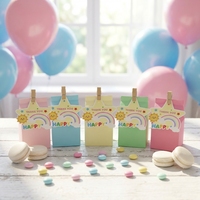 Boîte en papier alimentaire recyclé, 5 couleurs unies, pour bonbons et friandises, avec logo personnalisable, idéale pour les cadeaux de fête d'anniversaire ou de naissance
