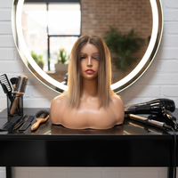 Peluca Judía con Encaje Frontal Ombre Rubio, Cabello Humano Europeo Remy Liso, Encaje Suizo Kosher
