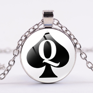 Collier classique <span class=keywords><strong>de</strong></span> Poker pour hommes et femmes, <span class=keywords><strong>de</strong></span> haute qualité, aiguilles Q Queen, bijoux personnalité - Product Image 5