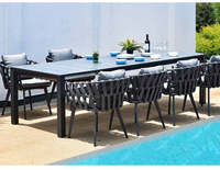 Ensemble table à manger luxe extension de jardin 8 ou 10 personnes chaise en rotin aluminium verre trempé mobilier d'extérieur ensembles modernes