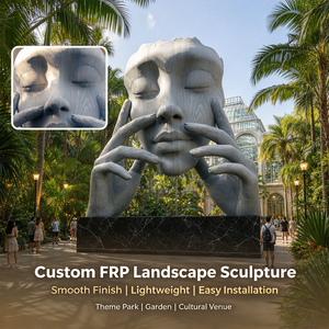 Sculpture Abstraite Personnalisée en Fibre de Verre, Tête et Mains Géantes en FRP pour Installation Artistique dans les Centres Commerciaux, Halls d'Hôtels - Product Image 2