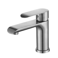 Robinet de lavabo moderne en acier inoxydable 304, sans plomb, monotrou, avec cartouche céramique, pour salle de bain, vente en gros