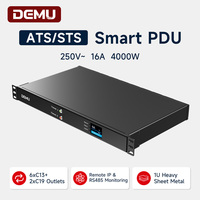 Unité de distribution d'alimentation (PDU) 1U 19 pouces ATS, multiprise de rack, 8 prises, 6 C13, 2 C19, double entrée 16A 4000W, redondante, OEM