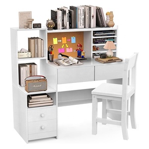 Juego de mesa y silla de estudio para niños, <span class=keywords><strong>escritorio</strong></span> de ordenador de madera <span class=keywords><strong>con</strong></span> 4 cajones para bebé para sala de estar de hotel o uso exterior - Product Image 3