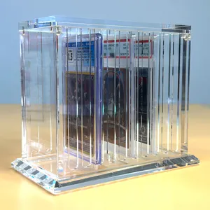 SHP Clear Perspex 10 Slot acrilico graduato espositore per schede Sports Trading graduate per carte maniche lab Stand scatola di immagazzinaggio