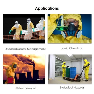 Combinaisons jetables avec fermeture éclair en PP jaune, vêtements <span class=keywords><strong>de</strong></span> travail jetables, combinaison <span class=keywords><strong>de</strong></span> protection chimique étanche au gaz - Product Image 3