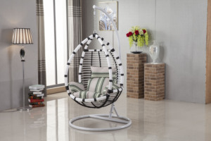Sedia a dondolo moderna a forma di uovo con supporto, amaca singola <span class=keywords><strong>in</strong></span> <span class=keywords><strong>rattan</strong></span> PE per esterni, <span class=keywords><strong>arredo</strong></span> da <span class=keywords><strong>giardino</strong></span> per soggiorno e hotel - Product Image 3