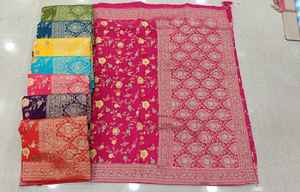 ผ้าคอลเลกชั่น Saree ผ้าไหมมีน่าผ้าคลุมหน้างาน Siroski หลากสีสำหรับผู้หญิง - Product Image 2