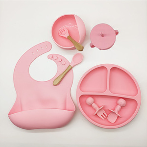 Custom 304 Stainless Steel Baby <b>Dinnerware</b> <b>Set</b> <b>8</b> Piece BPA Free Microwave Safe Silicone Plate Bowl Toddler Feeding Kit - Product Image 5