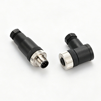 Connecteur M12 personnalisé 2/3/4/6/8/10/12 broches IP68 étanche à angle droit 90 degrés mâle/femelle pour système d'énergie solaire 4P Câble PCB