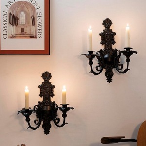 American Retro Black Wall Mounted Candle <b>Holder</b> E14 Incandescent Bulb Switch <b>Control</b> Background Wall Decoration - Product Image 1
